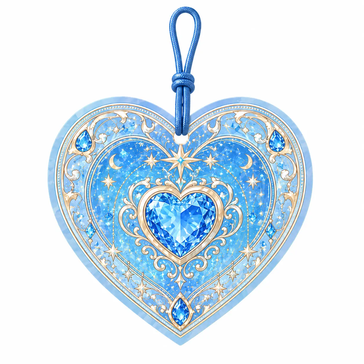 Désodorisant suspendu en cœur en cristal bleu