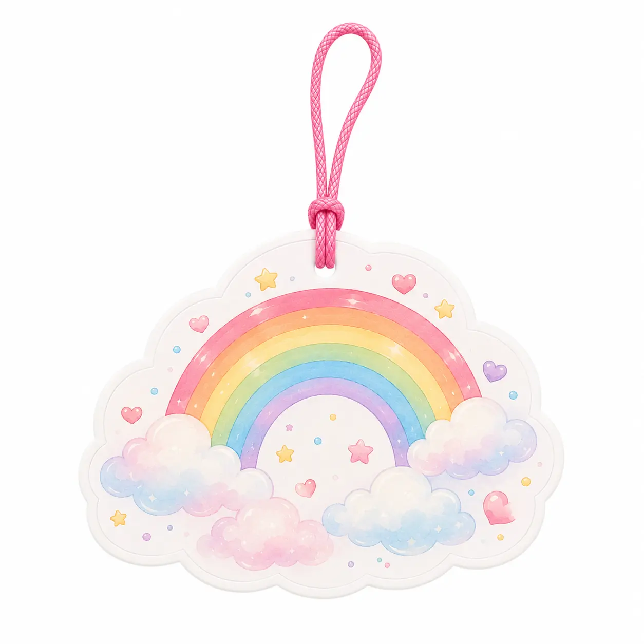 Un joli désodorisant suspendu en forme de nuages arc-en-ciel